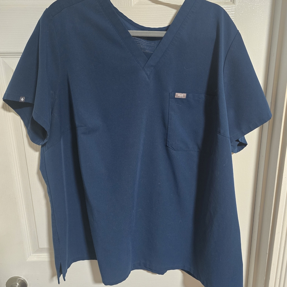Figs Womens Catarina One Pocket Scrub Top Deep Reef Blue